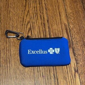Excellus Blue Zipper Pouch with keychain clip- NWT